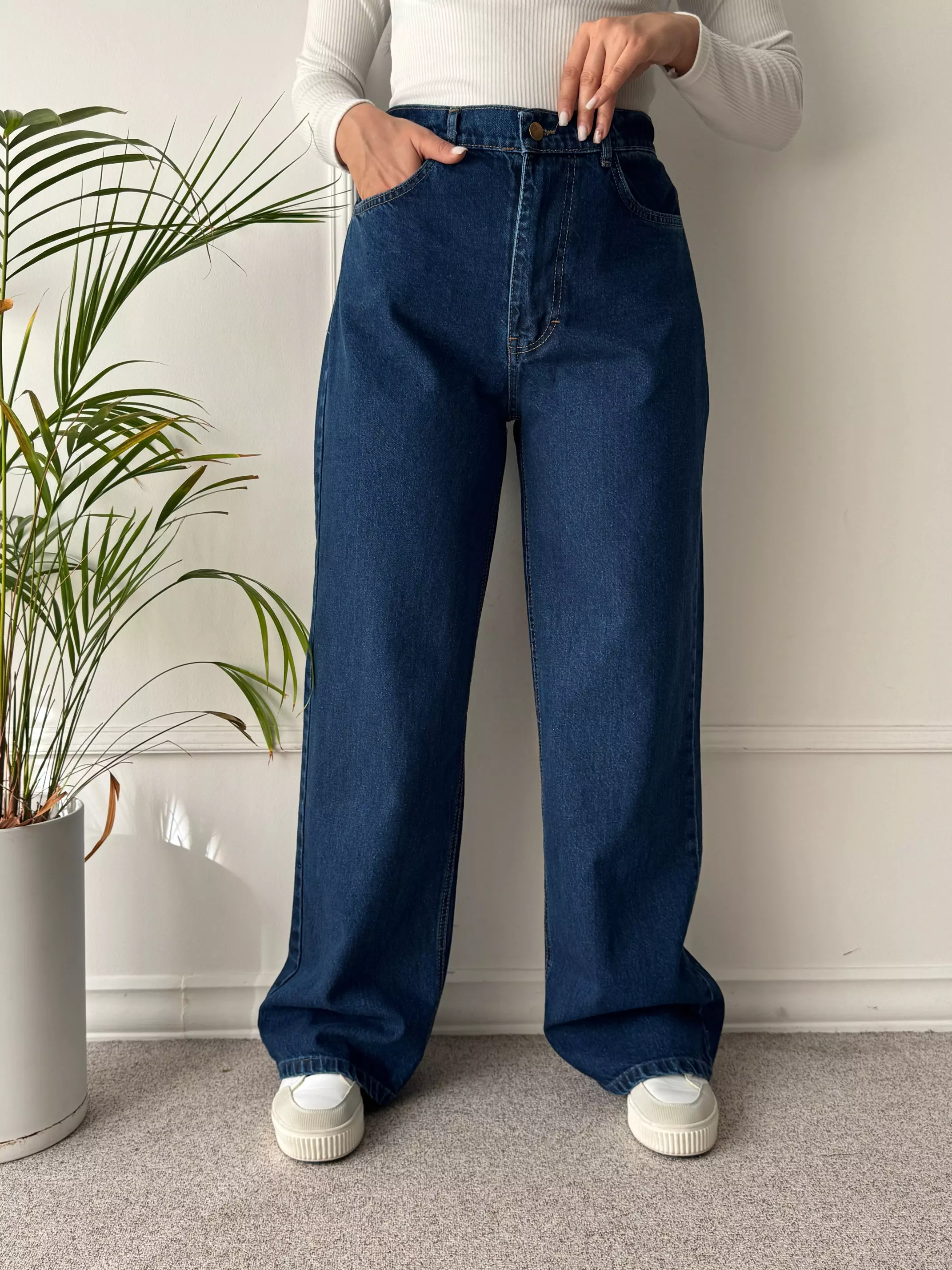 شلوار جین نیم بگ الگا